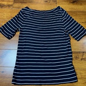 COPY - GAP Boatneck Striped Elbow length shirt Navy Blue & white stripe Size XL